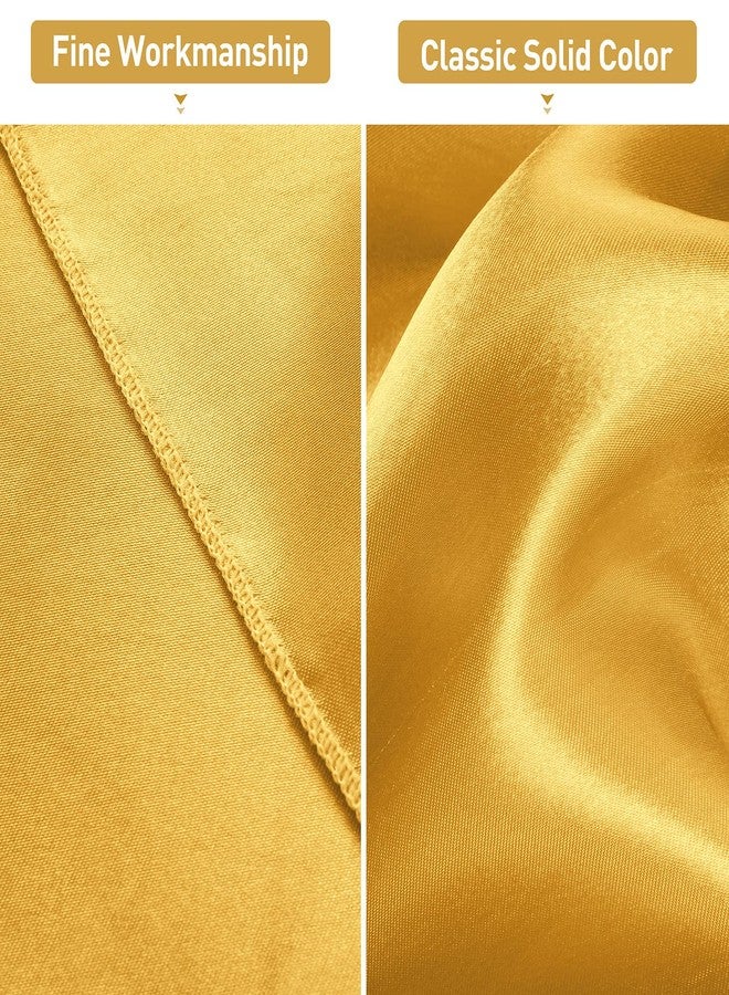 MCEAST 4 Pieces Gold Satin Tablecloth 102 x 58 Inch Gold Satin Table Overlay Cover Rectangular Bright Silk Tablecloth for Party, Wedding, Banquet Table Decoration - Image 3